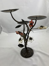 Antiker Kerzenständer mit Kristallglas-Blumen. Art.-Nr. 1205