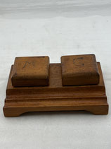 Schreibtisch-Garnitur Vintage Holz Tintenfass. Art.-Nr. 782
