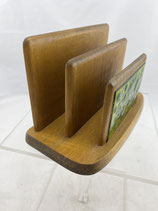 Briefhalter Briefablage Vintage Holzsockel Keramik 60er-Jahre. Art.-Nr. 807