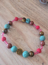 Bracelet diffuseur oeil de tigre, jaspe rouge et Pierres de lave