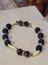Bracelet diffuseur oeil de tigre, labradorite et Pierres de lave