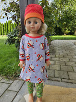 Kleid Gr. wählbar grau/rot Pinguin