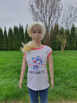 Shirt Gr. 116 Hafenkitz kurzarm weiß/melone