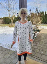 Kleid Gr. 140 cremeweiß Pusteblume mit orange