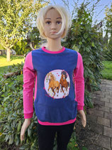 Pullover Gr. 122 pink/Pferdepanel