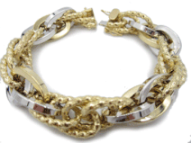 Bracciale Bicolore Maglie Ovali In Oro Giallo /Bianco 18Kt