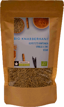 Bio Knabber Hanf Protein Superfood Hanfsamen Knusper Vanille Zimt Sweedbar Snack 