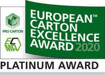 Awarded: Innovative packaging for ampoules, folding box Carton packaging - with added value. from www.rattpack.eu - Seal of ECMA 2020 Platinum