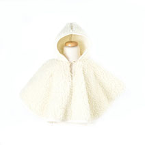poncho enfant en laine naturelle de mouton blanc cassé garçon fille