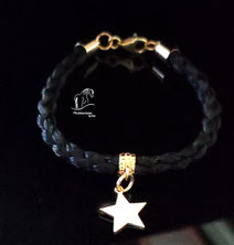 Pferdehaararmband mit Perlenschlaufe und Stern -Gold