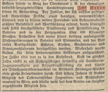 Oberbaurat Ing. Josef Budau 1938 Wiener Tagblatt