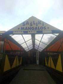 Entrance at Šašliki Mangaļos restaurant in Riga, Latvia