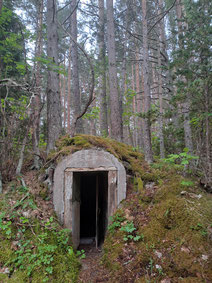 Abandoned Soviet military bunker n the forest near Oviši lighthouse in Kurzeme, Latvia