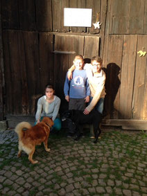 Darlene mit Pluto, David und Dominic mit Mocca  