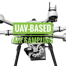 VSI AS-110 Whole Air sampler mounted on UAV for transport, beeing easily field deployable