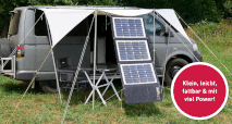 DCsolar Power Move mobile Solarmodul in der Tasche mit 110 Watt zum laden einer 12 Volt Batterie. Ideal für unterwegs im Camper, Wohnmobil oder off road. Einfach und leicht an Bord zu verstauen und nur 2,7 kg schwer.  Qualität by SOLARA