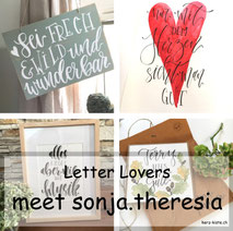 Letter Lovers - sonja.theresia zu Gast im Lettering Interview mit einer DIY Anleitung für ein Lettering Schild aus Vinylbodenplatten