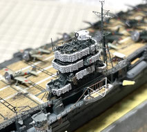 1/700 日本海軍 航空母艦 【飛龍】（1942年 ミッドウェー海戦時） 製作中 マントレット設置中 ◆模型製作工房  聖蹟