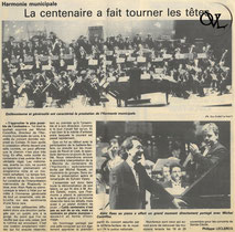Lens orchestre à vents harmonie municipale centenaire concert article de presse journal