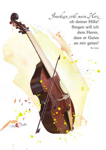 Gambe Instrument, altes Instrument, Christliche Karten, Mirjam Dentler