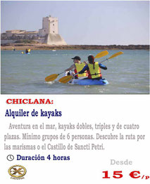 alquiler de kayak en Chiclana