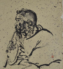 Mönche, pfeife rauchend, Kunst, Gemälde Sumi-e