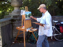 Pleinair am Friedensengel in München, Ölbild