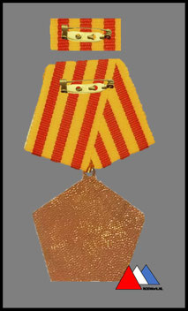 Ruckseite :  gekörnt !!! Kampforden"Fur Verdienste am Volk" Band in unterschiedliche Farbtonwerten !!! diese Ausführung nach 1973-1990 am Rote KRIEGS band nicht verliehen!!! Bronze.