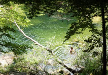 Baignade en rivière. Le Tarn dans les Cévennes.