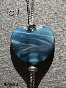 Collana Lou Cuore jeans atelier occhio di vetro by Séverine