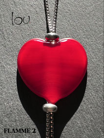 Collana LOU Cuore vetro rosso, coeur, hertz, atelier Occhio di Vetro by Séverine