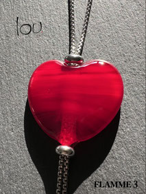Collana vetro LOU Cuore rosso, coeur, hertz, atelier Occhio di Vetro by Séverine