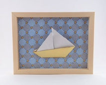 cadre mural origami bateau cadeau naissance decoration chambre enfant
