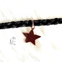 Pferdehaararmband mit Stern -Charm Rose
