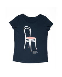 Women's T-shirt with Silkscreen Print of Thonet Chair 14 designed by Gebruder Thonet