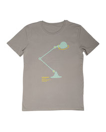 Men's T-shirt with Silkscreen Print of Jielde Standard Lamp designed by Jean-Louis Domecq