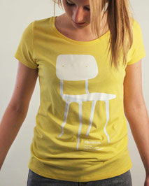 Women's T-shirt with Silkscreen Print of Ahrend Revolt Chair designed by Friso Kramer