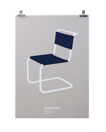 Silkscreen Print of Thonet Chair S33 designed by Mart Stam