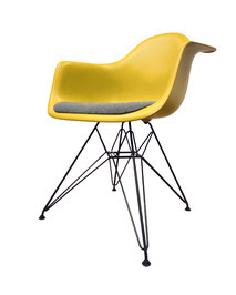 Vitra Eames Plastic Arm Chair DAR Yellow Seatshell and Black Metal Wire Eiffeltower Frame