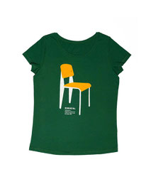 Women's T-shirt with Silkscreen Print of Vitra Chair Standard No. 4 designed by Jean Prouve