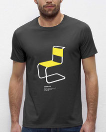 Men's T-shirt with Silkscreen Print of Thonet Chair S33 designed by Mart Stam