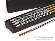 Set matite, legno eco colore naturale, stampa design, inserto oro 