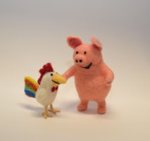 die Drei Freunde, Schwein, Spielgruppe, Huhn, Filz, Filzen, Kindergarten, Buch, Figuren