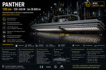 PANTHER Ex-Schutz LED-Langfeldstrahler 120 cm 120–240 W – ATEX Zone 1/21 & 2/22