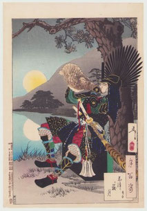 One hundred aspects of the moon, The moon at Mount Shizugatake - Hideyoshi