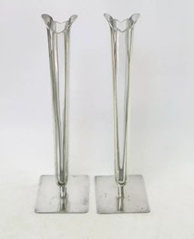 Seltenes Vasen Paar Quist 70er Jahre versilbert Glaseinsatz H. 22,3 cm, € 260,00
