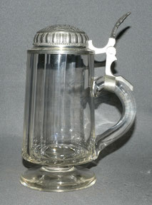 Bierhumpen, Bierkrug mit Fuss, Zinndeckel, 1/2 Liter, Feuerwehr Eiting anno 1890 , € 99,00