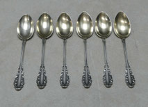 6 x Mokkalöffel, 800er Silber, Wilkens & Söhne, vergoldete Laffee, 10,1 cm