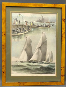 Alter historischer Kunstdruck "Yachting at Cowes" ca. 1890 Maß 32,7 x 23,2 cm, € 120,00