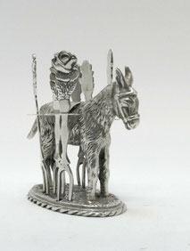 Silberne Esel Figur mit Piekser Spanien 915er Silber, .109,0 g., 6,5 cm x 7,5 cm